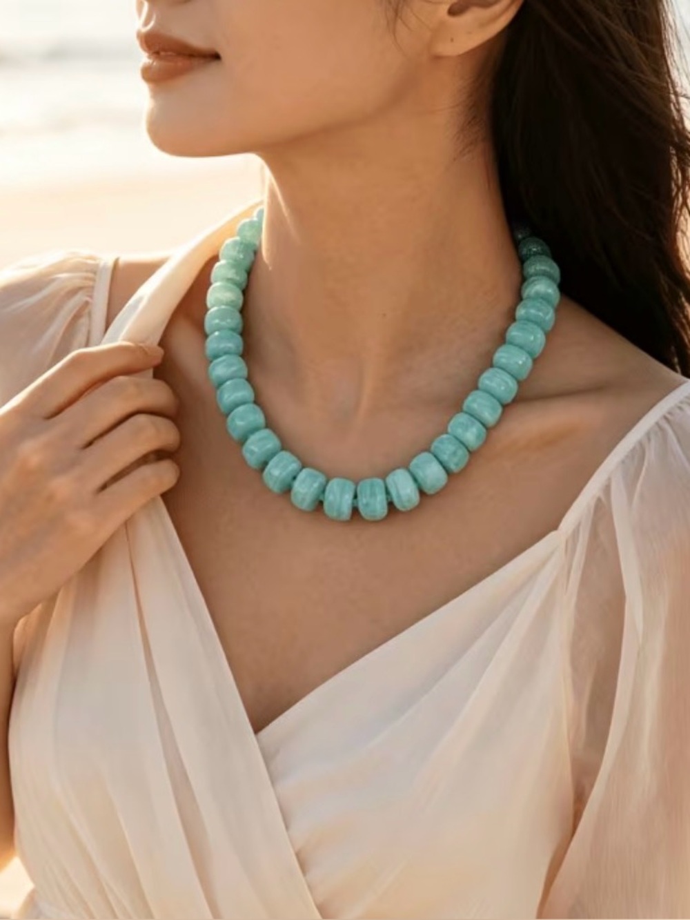 Turquoise Beaded Statement Necklace - Women Jewelry